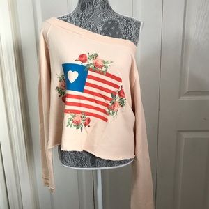 Wild fox cozy American flag sweater sz M